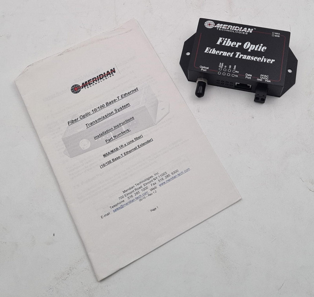MERIDIAN TECHNOLOGIES Fiber Optic Ethernet Transceiver MXA-1R-2MC-ST