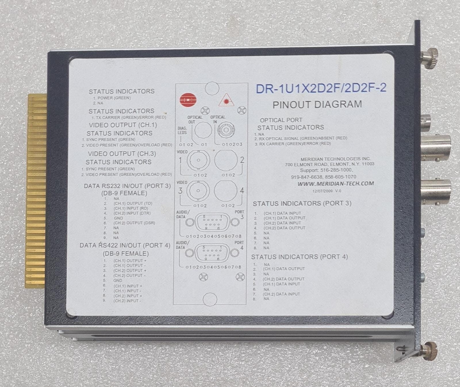 Meridian Technologies DR-1U1X2D2F-2D2F-2 Fiber-Optic Transmission