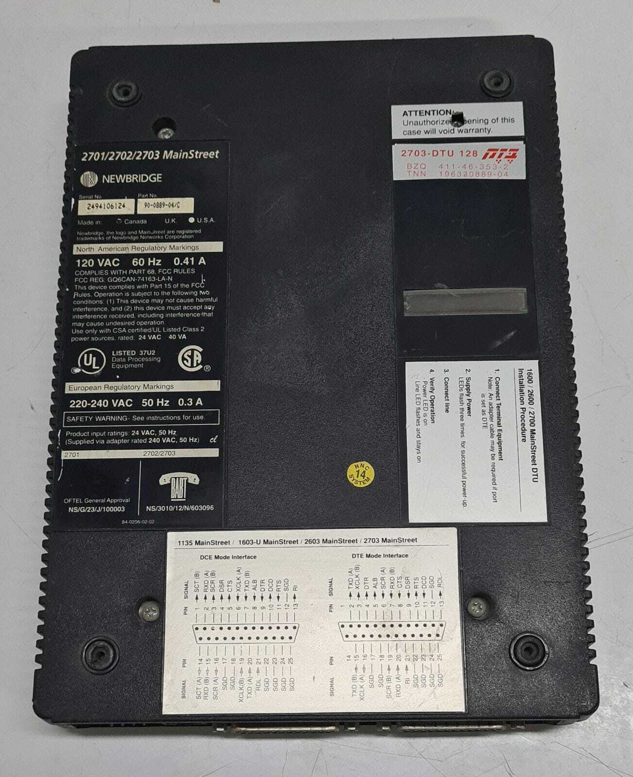 Newbridge 2703 MainStreet V.35 Data Termination Unit 90-0889-04/C