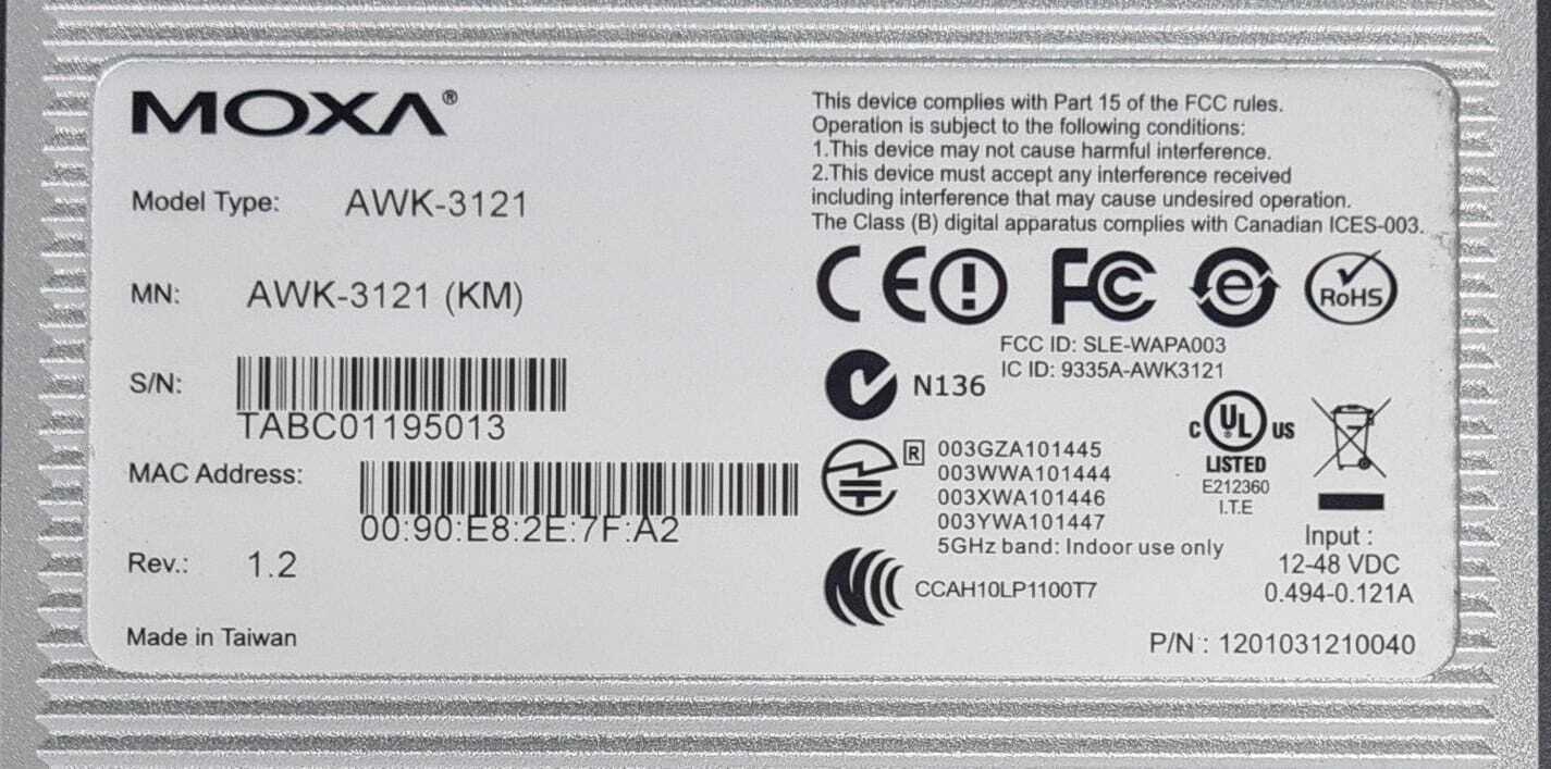 MOXA AWK-3121 (KM) Industrial Wireless AP/Bridge/Client W/ 2* Antenna