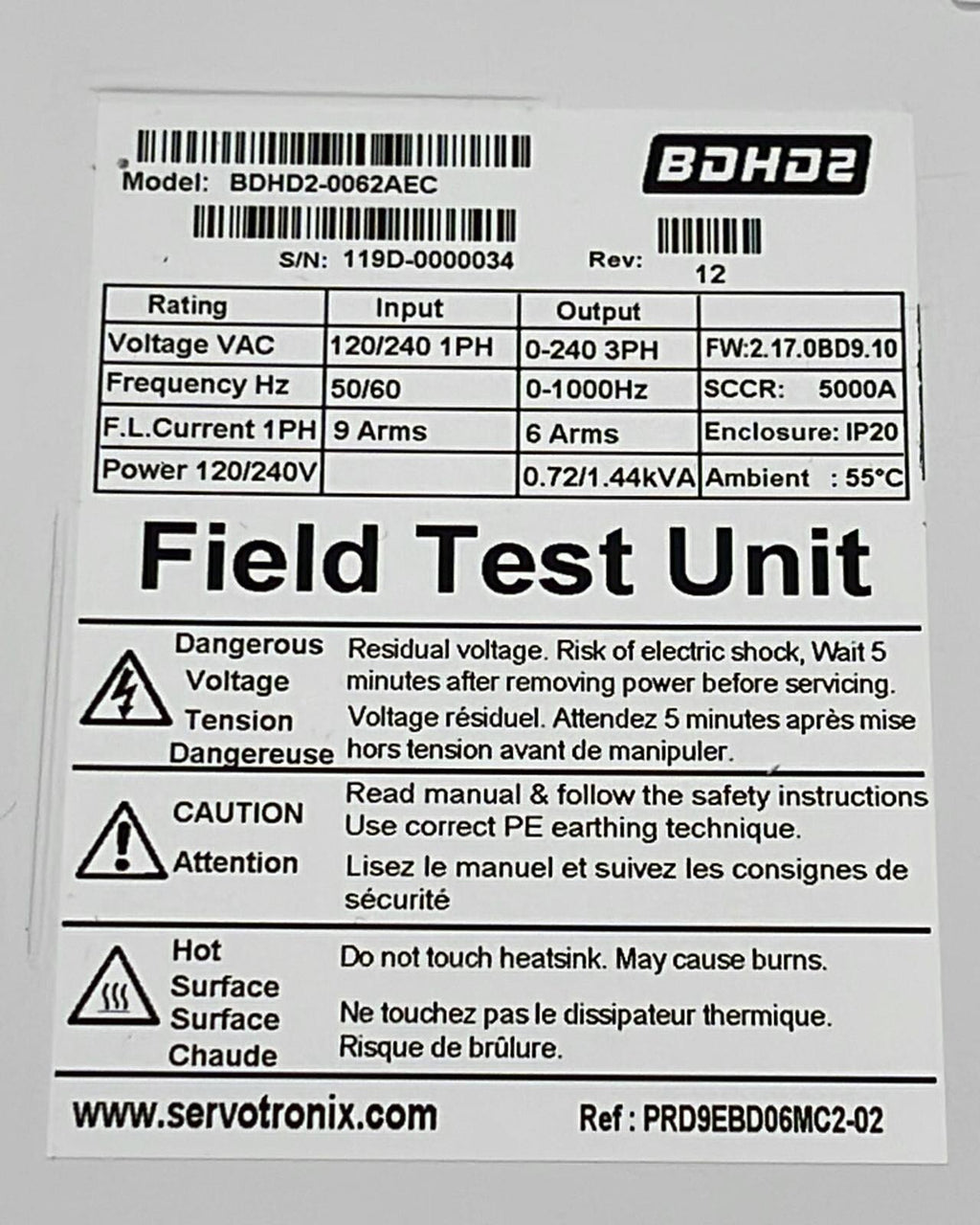 Servotronix BDHD2 Servo Drive BDHD2-0062AEC