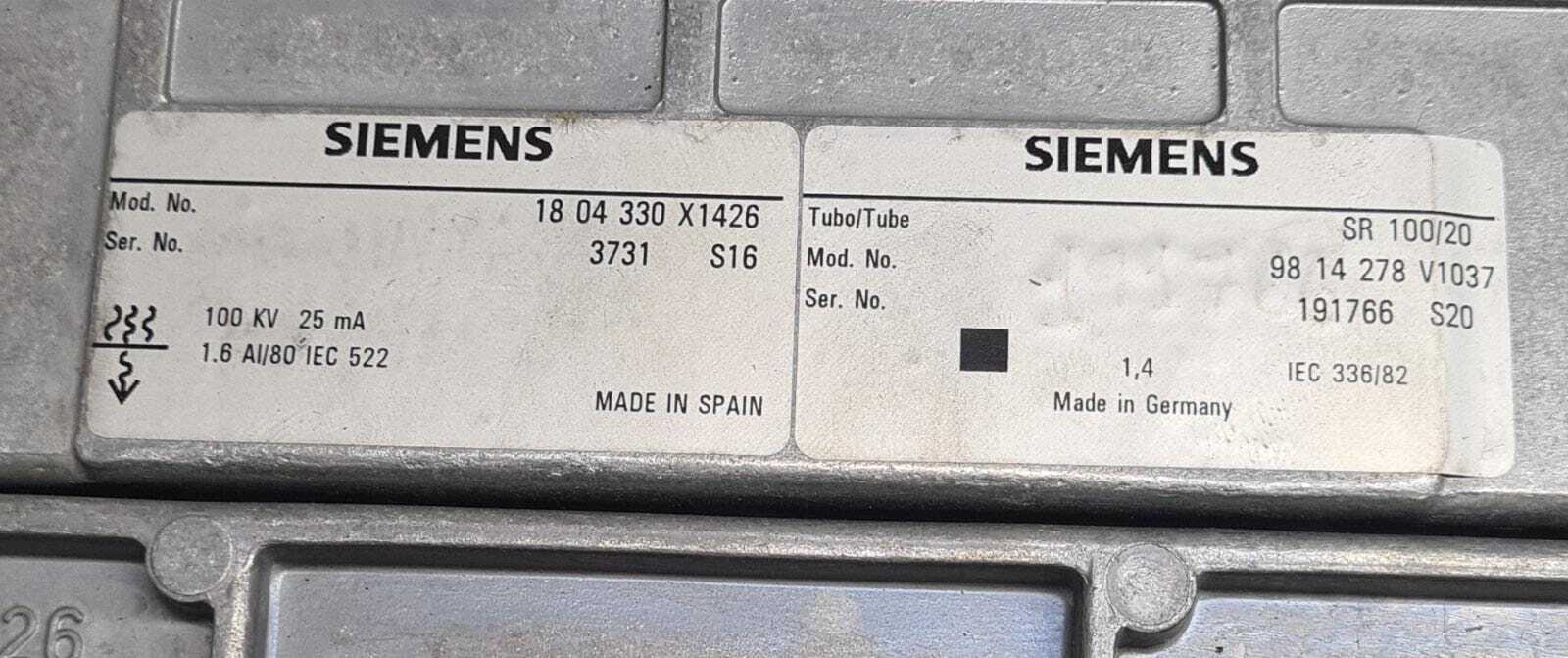 Siemens POLYMOBIL 3 III X-Ray 1804330 X1426 100 KV Power Supply SR 100/20 V1037