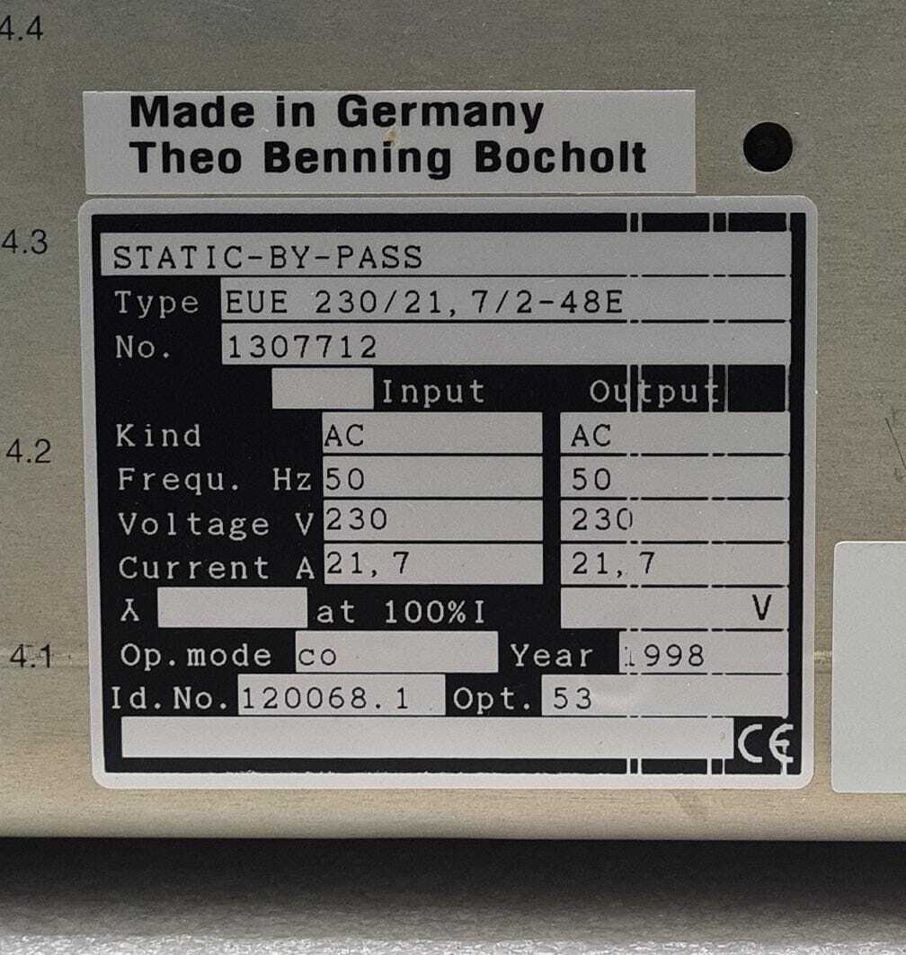 Benning STATIC BY-PASS 5000VA EUE 230/21,7/2-48E Network Inverter 120068.1
