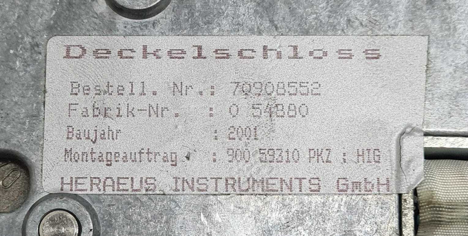 Heraeus Instruments Labofuge 400 Lid Lock 70908552 Latch Assembly W/ Binder 120V