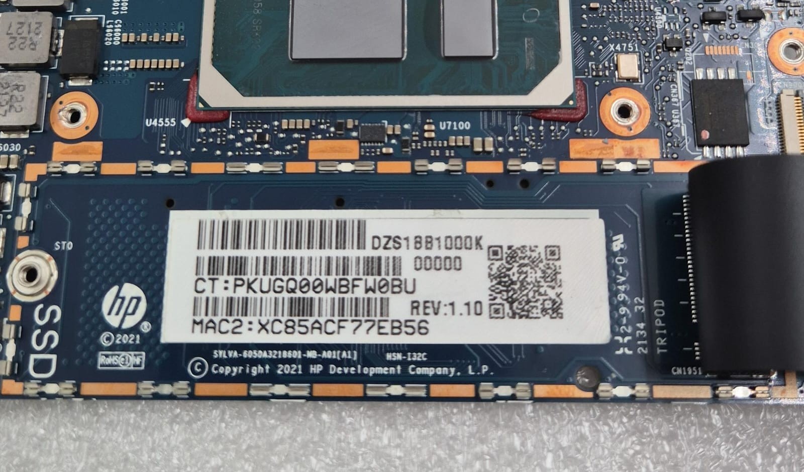 M42290-601 HP Elite Dragonfly G2 Motherboard Intel i7-1165G7 SRK02