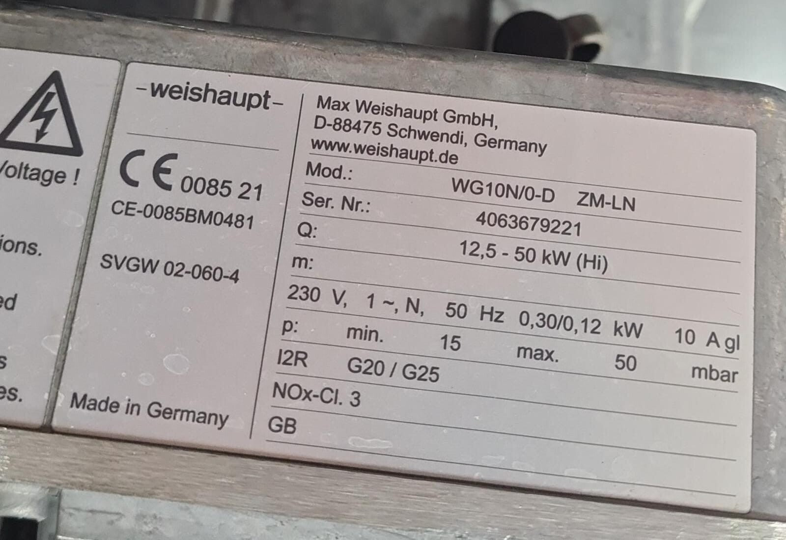 DUNGS Weishaupt Control Gas Valve W-MF 055 D01 S22 605284 W/ GW 50 A5/1 **AS-IS