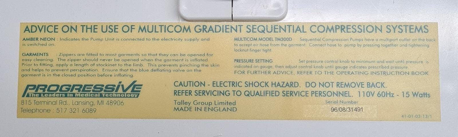 Progressive Talley Multicom Compression Pump TM 300 PMTM1011