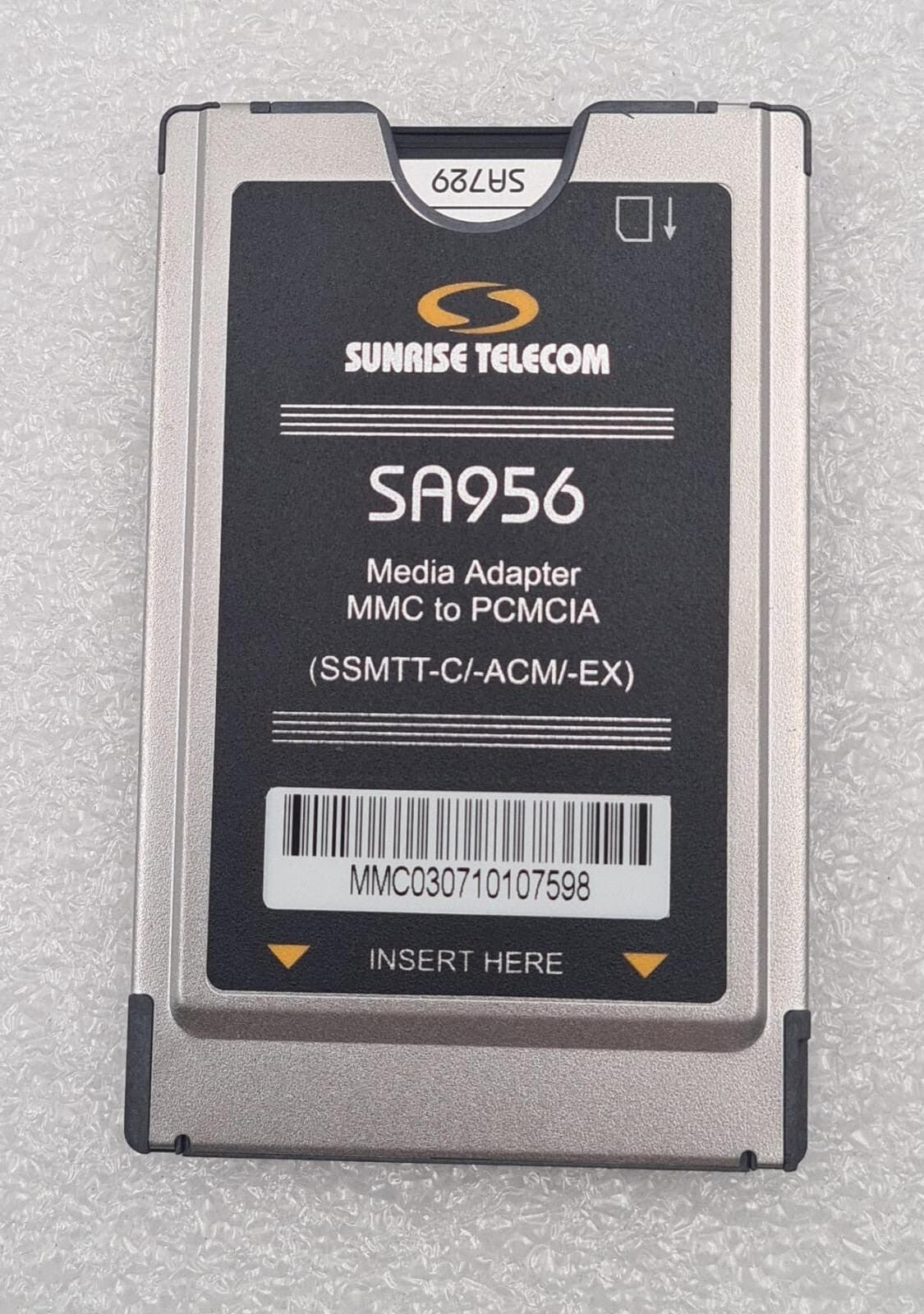 SUNRISE TELECOM SOFTWARE SA956 Media Adapter MMC to PCMCIA W/ SA729 256MB SD
