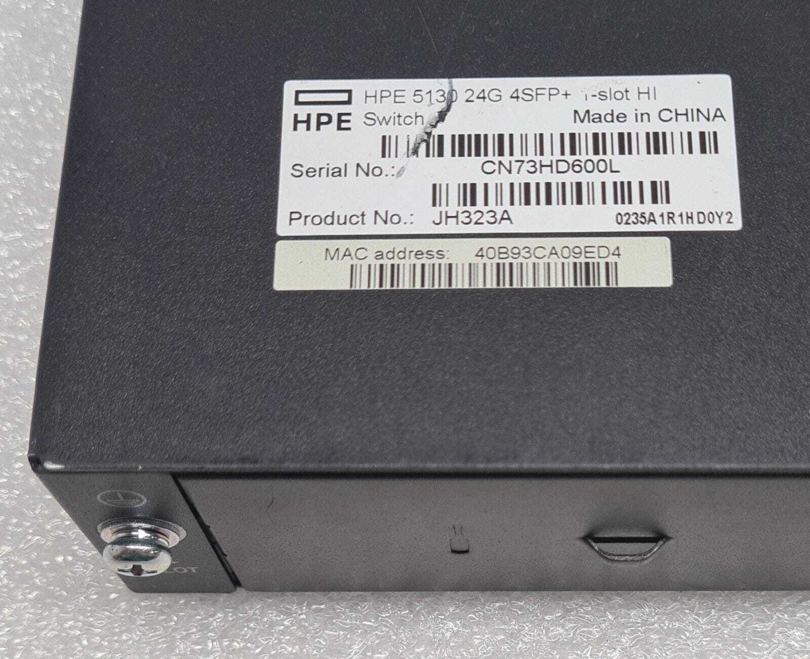 HP HPE FlexNetwork 5130 24G PoE+ 4SFP+ 1-slot HI Switch JH323A Server
