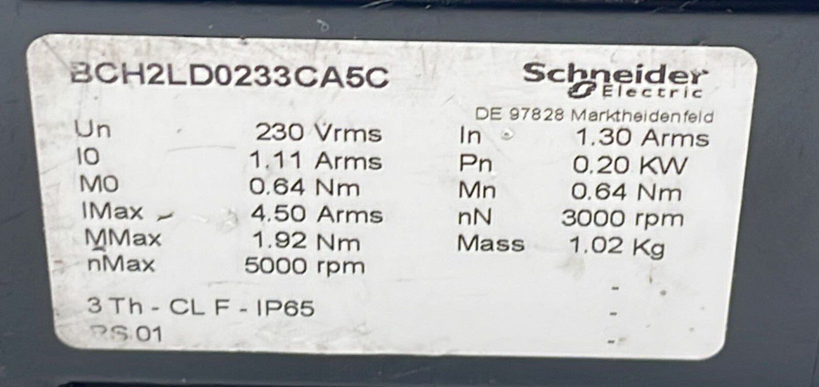 Schneider BCH2LD0233CA5C Servo Motor 230V