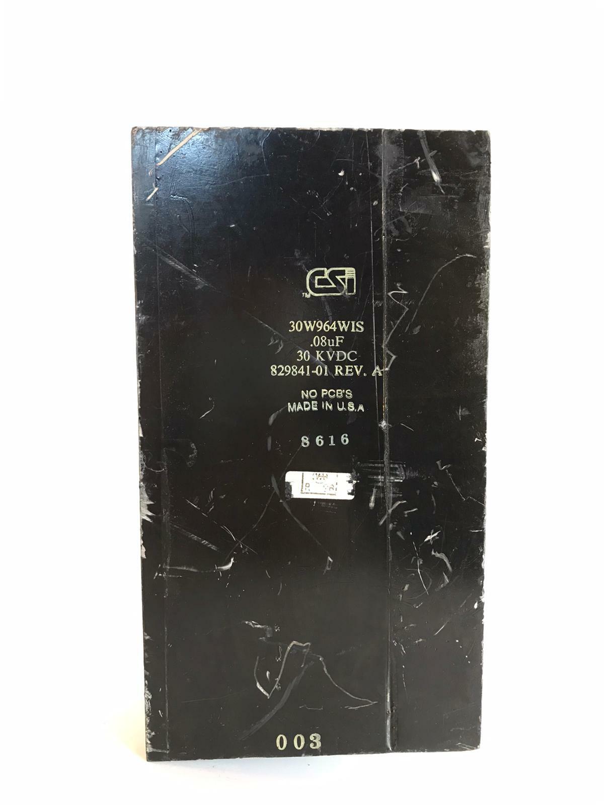 CSI Technologies 30W964WIS 0.80uF 30KVDC 829841-01 NO PCB'S Capacitor for Varian