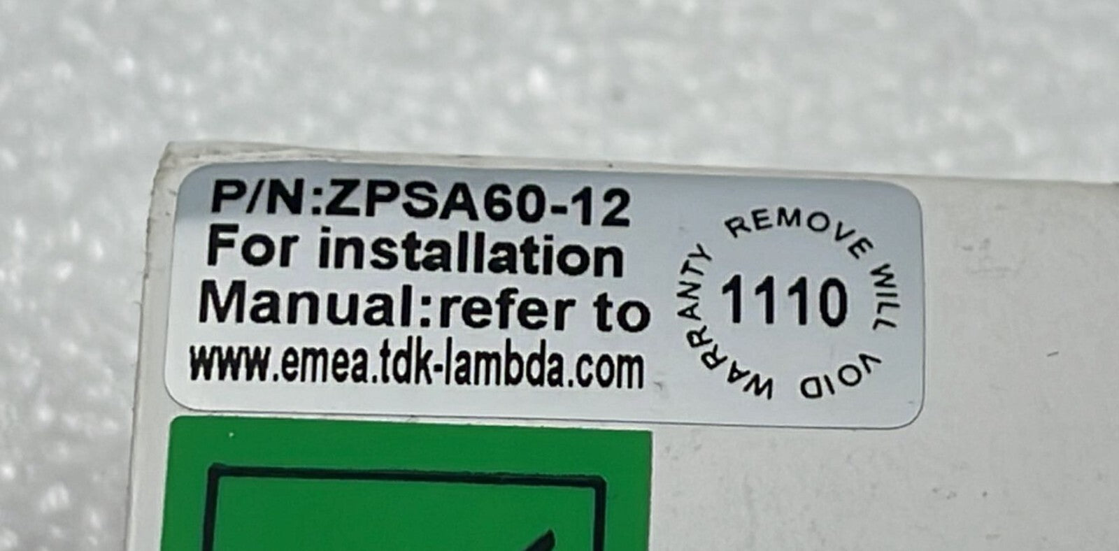 TDK Lambada ZPSA60-20 Power Supply 100-240V ~1.4A 50-60Hz 12Vdc/5A