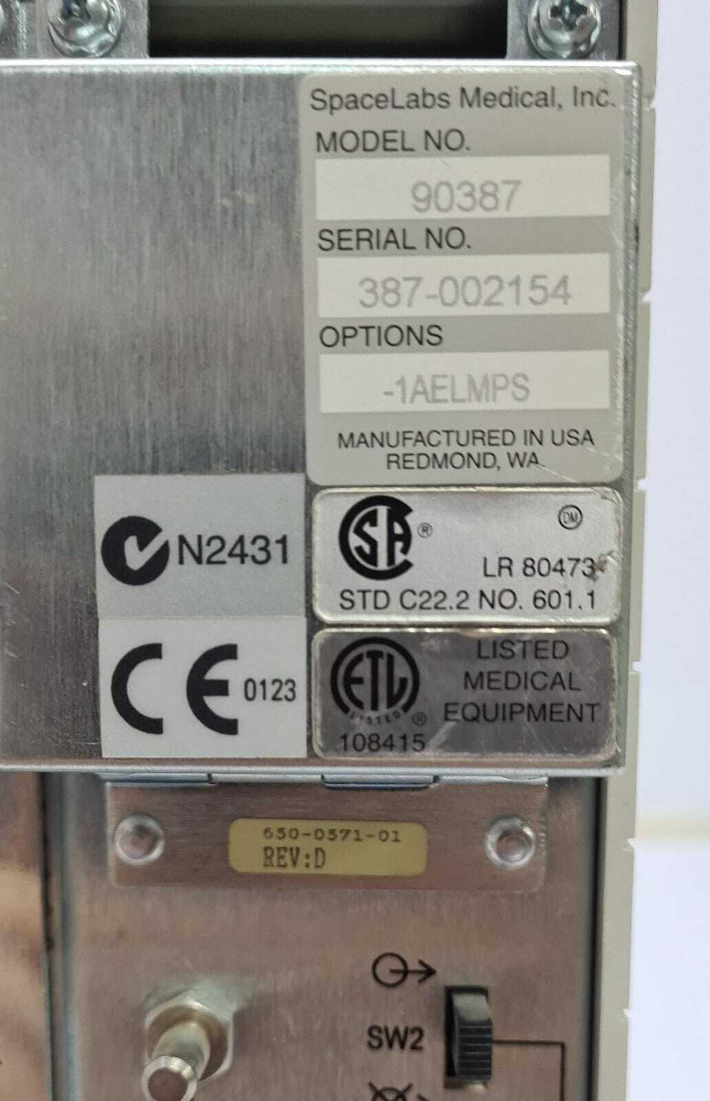 Spacelabs Medical 90387 Patient Monitoring Module Rack