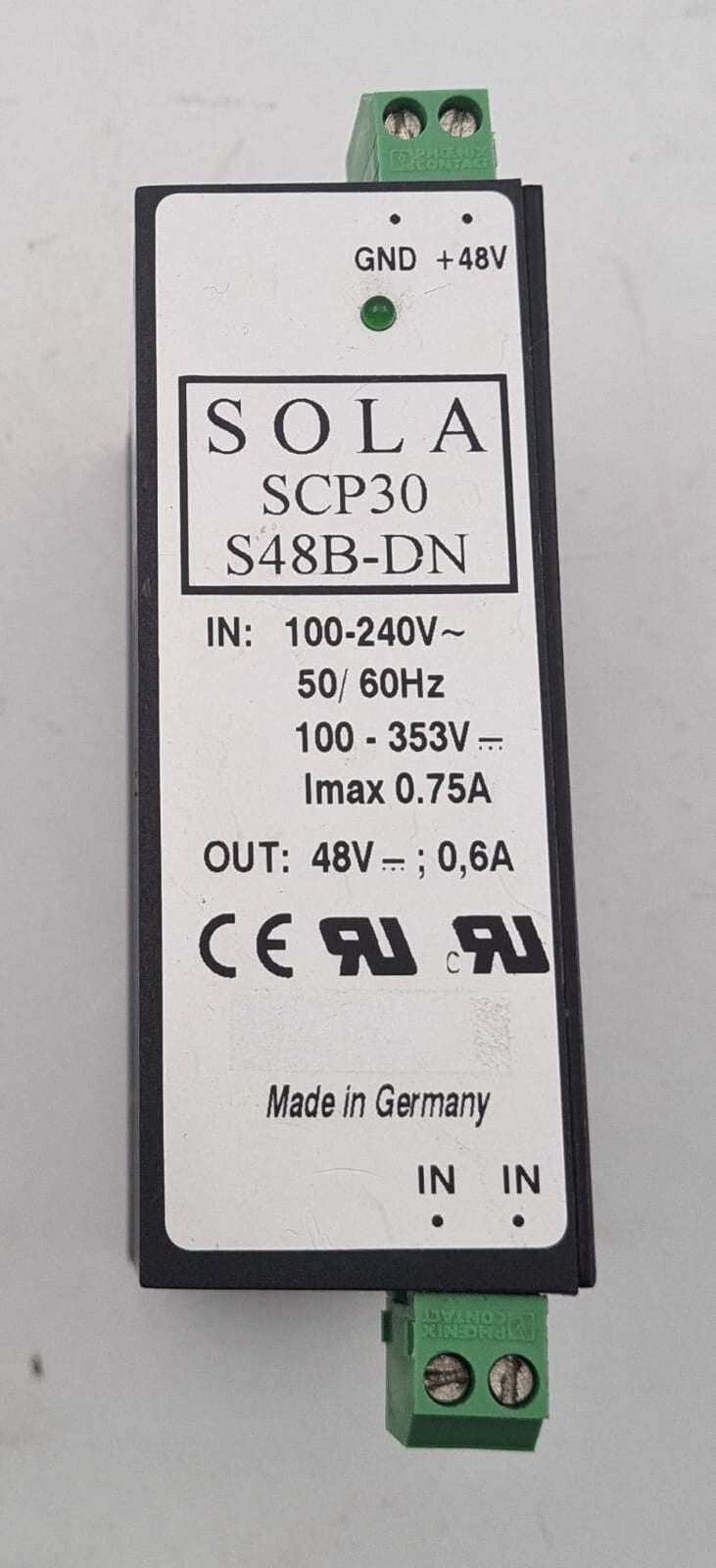 SOLA SCP30 S48B-DN 100-240V 50/60Hz 48V 0.6A Power Supply