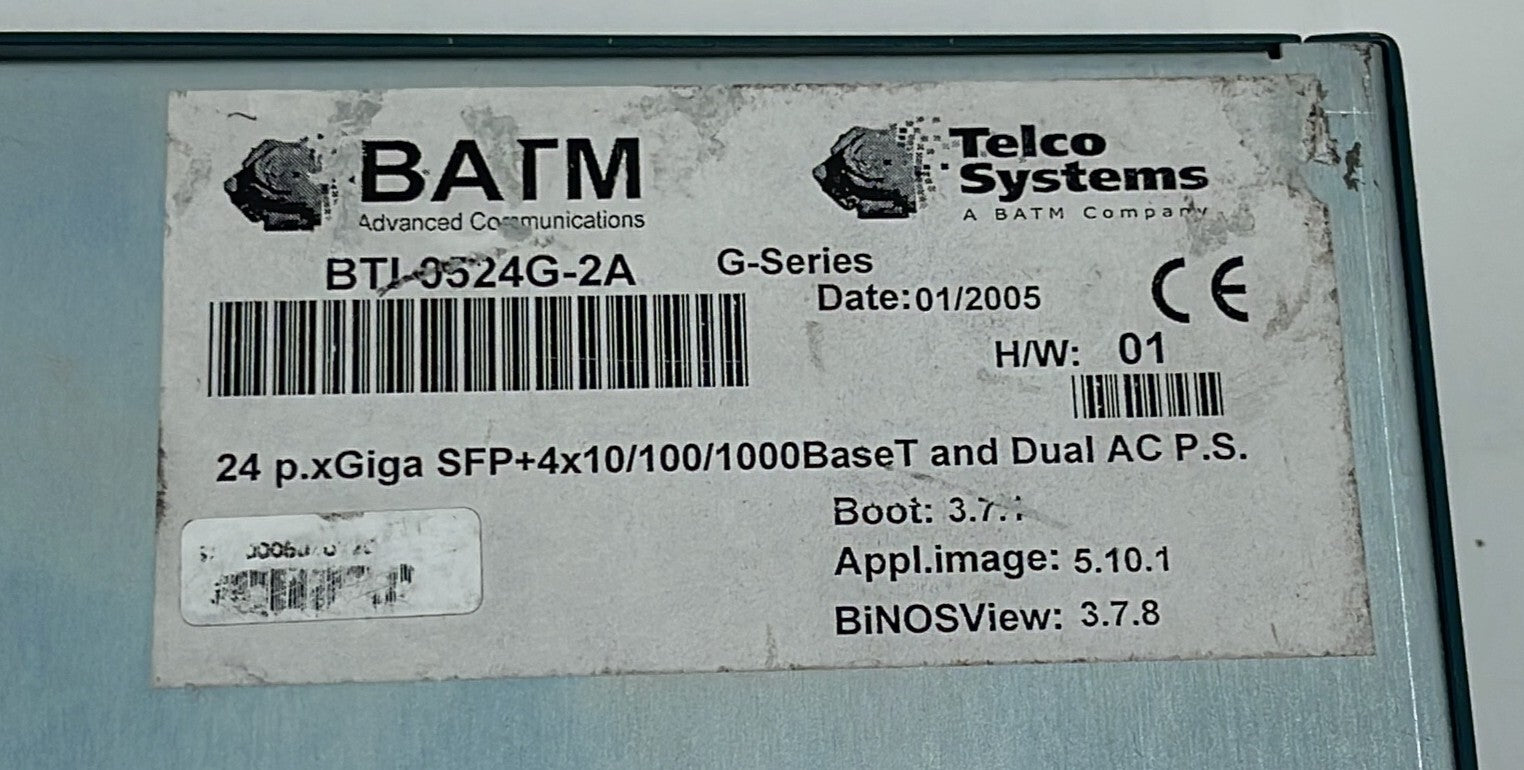Telco Systems T5C-24G BTI-0524G-2A 24p.xGiga SFP+4x10/100/1000 & dual AC **AS IS