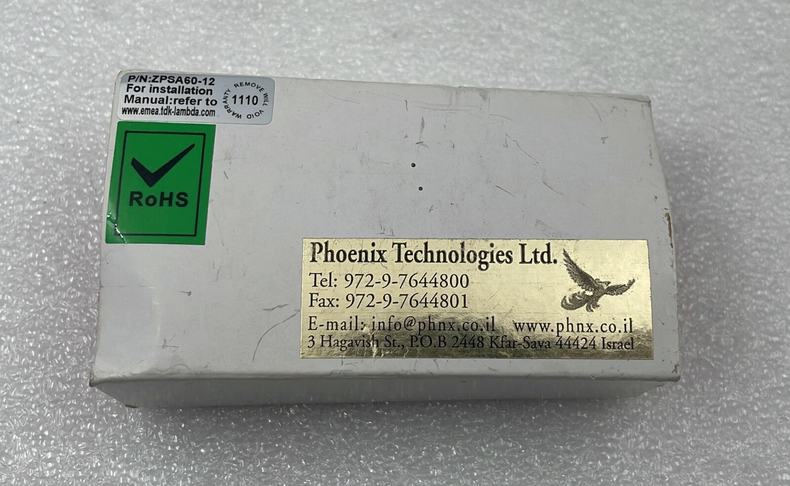 TDK Lambada ZPSA60-20 Power Supply 100-240V ~1.4A 50-60Hz 12Vdc/5A