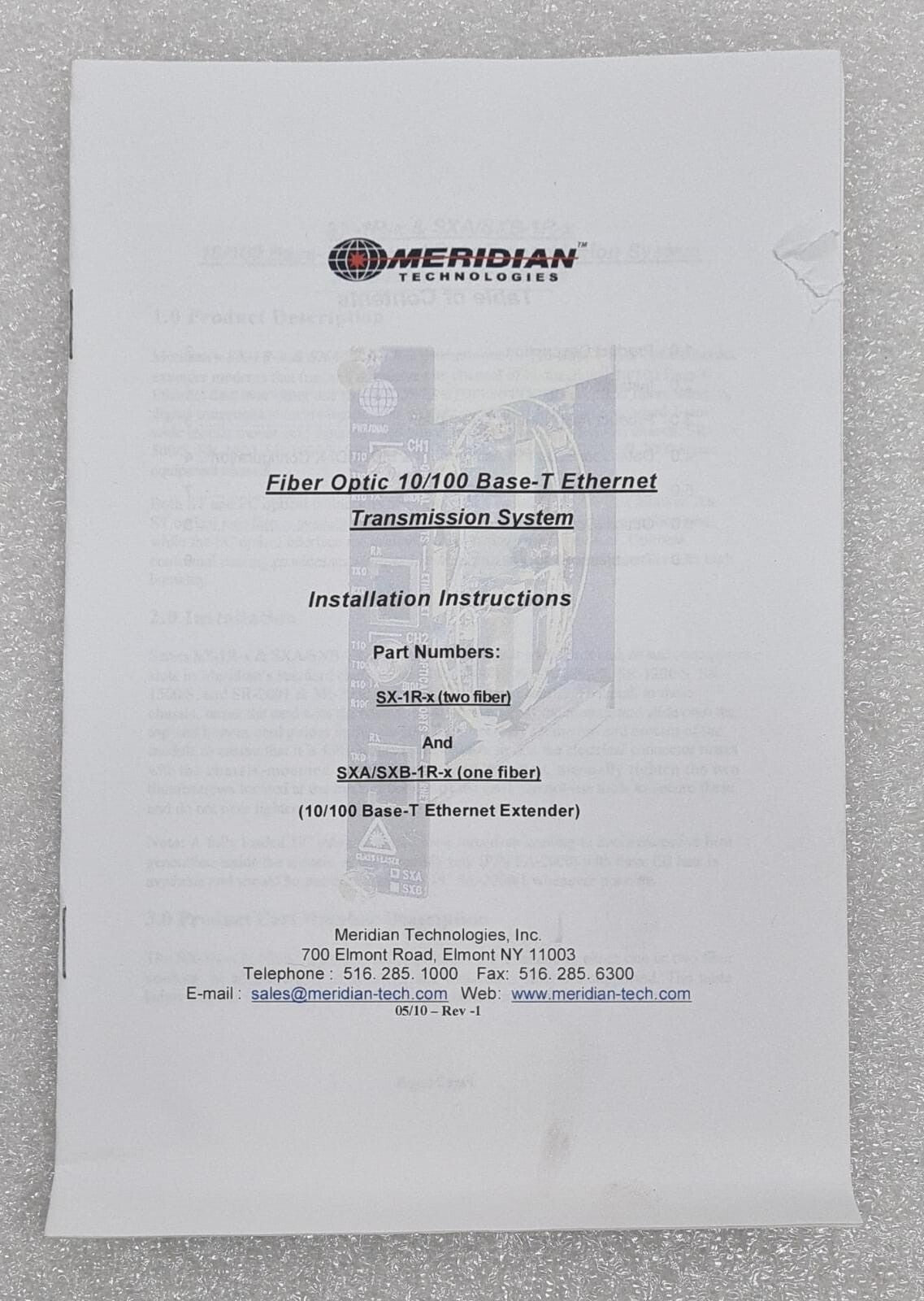 Meridian Technologies SXA-1R-2C Fiber-Optic Transmission