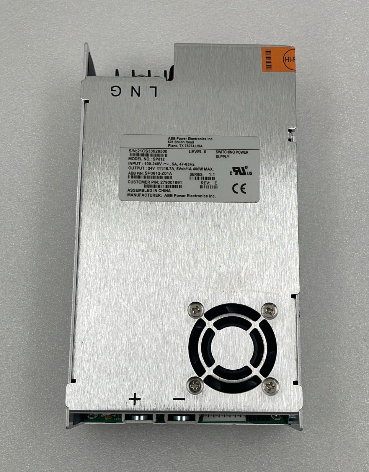 ABB SP812 power supply top label view