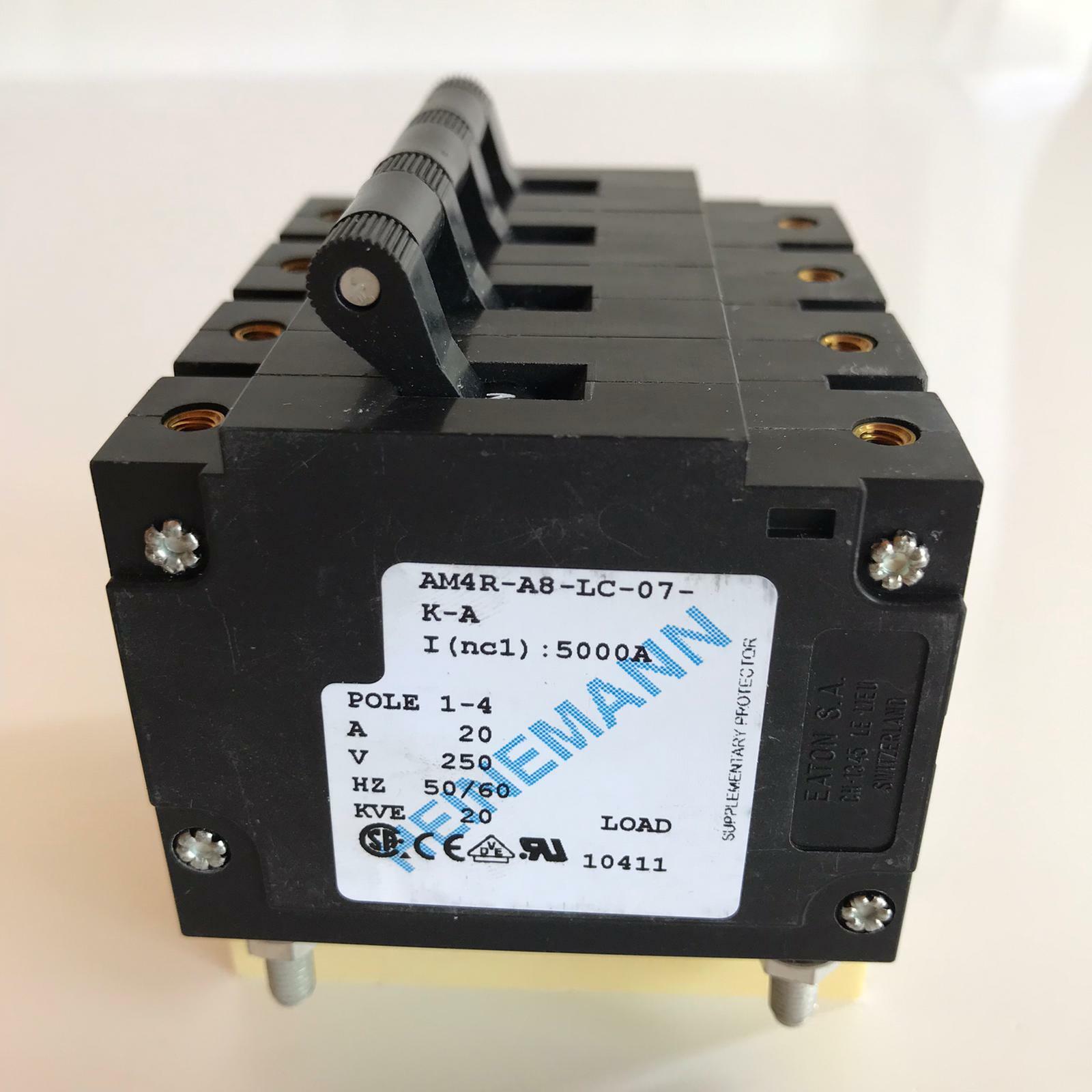 1X HEINEMANN AM4R-A8-LC-07-K-A 20A 250V 50/60Hz 20KvA CIRCUIT BREAKER