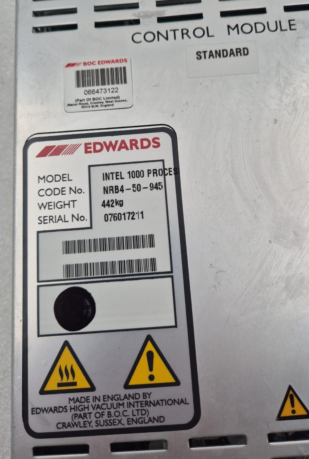 EDWARDS STANDARD Control Module NRB4-50-945 INTEL 1000 PROCESS PCB D37410212