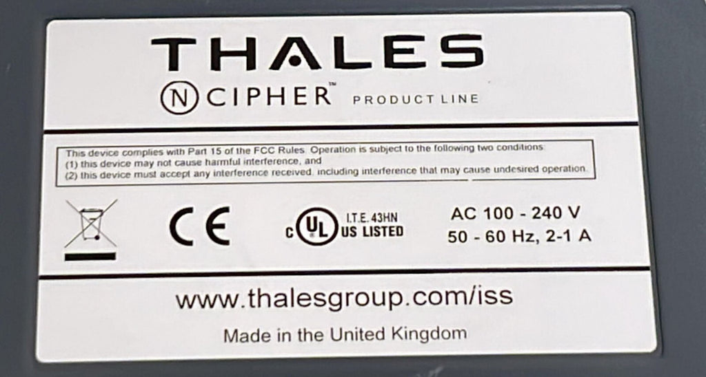 THALES CIPHER nShield Connect 500 NH2033 Manager Network Hardware Security