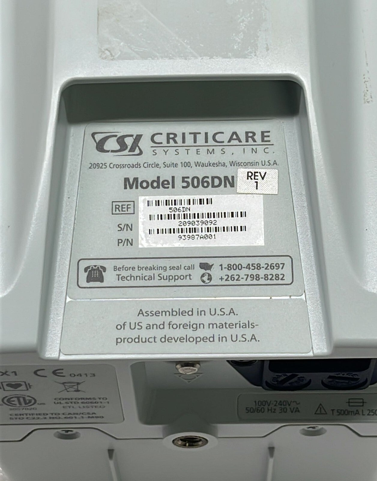 CSI Criticare Systems ComfortCuff 506DN eQuality Monitor 93987A001
