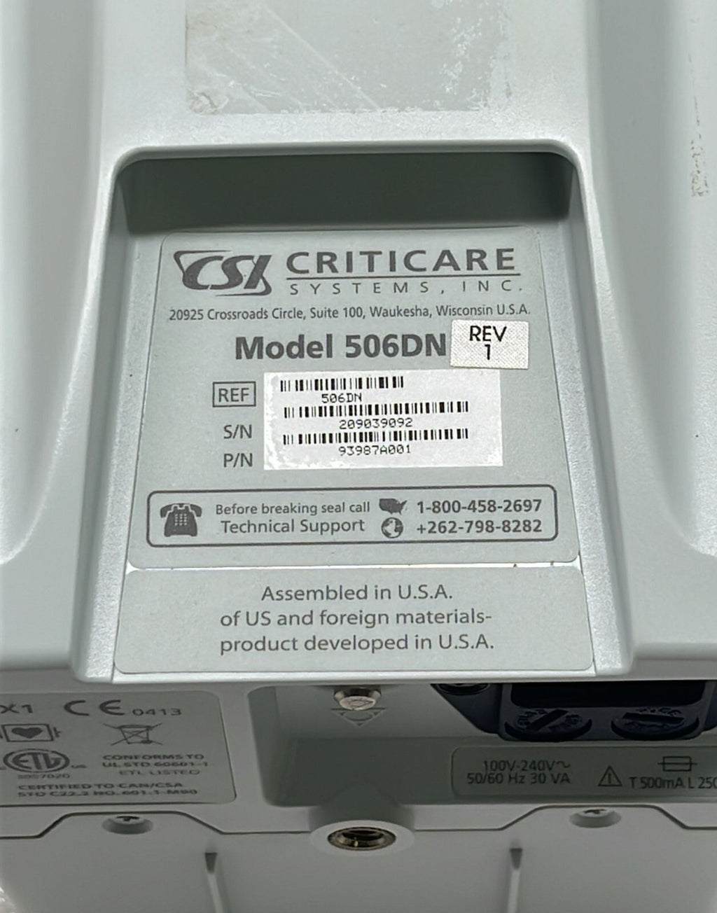 CSI Criticare Systems ComfortCuff 506DN eQuality Monitor 93987A001