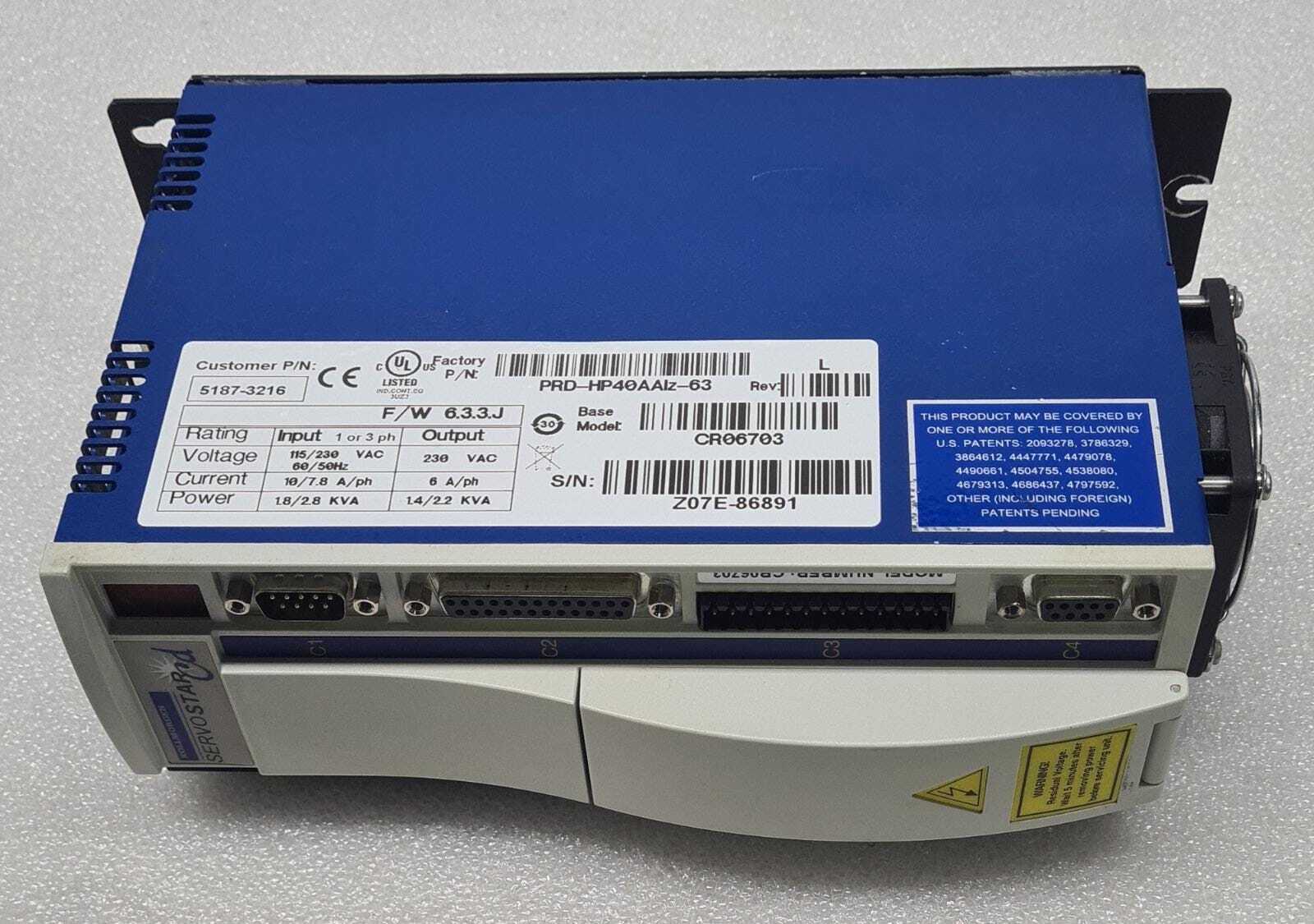 NEW - Kollmorgen CR06703 PRD-HP40AAlz-63 Servostar CD Servo Controller 5187-3216
