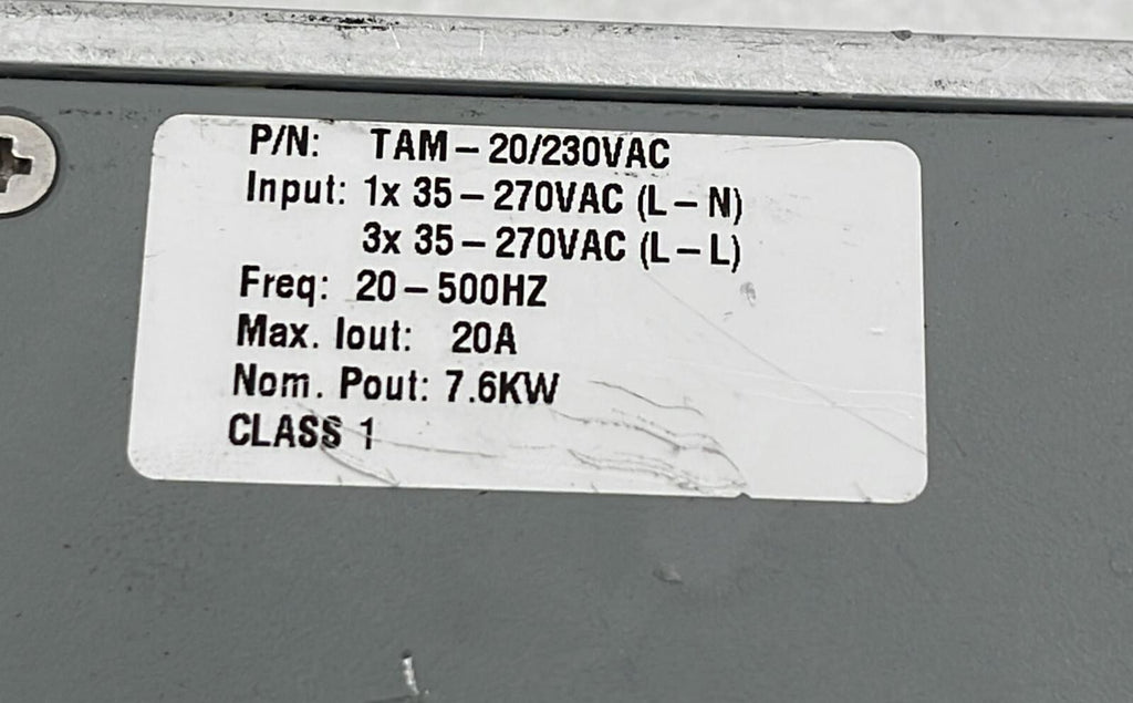 Elmo Motion Control TAM-20/230VAC Power Supply Module 20-500Hz 20A 7.6KW