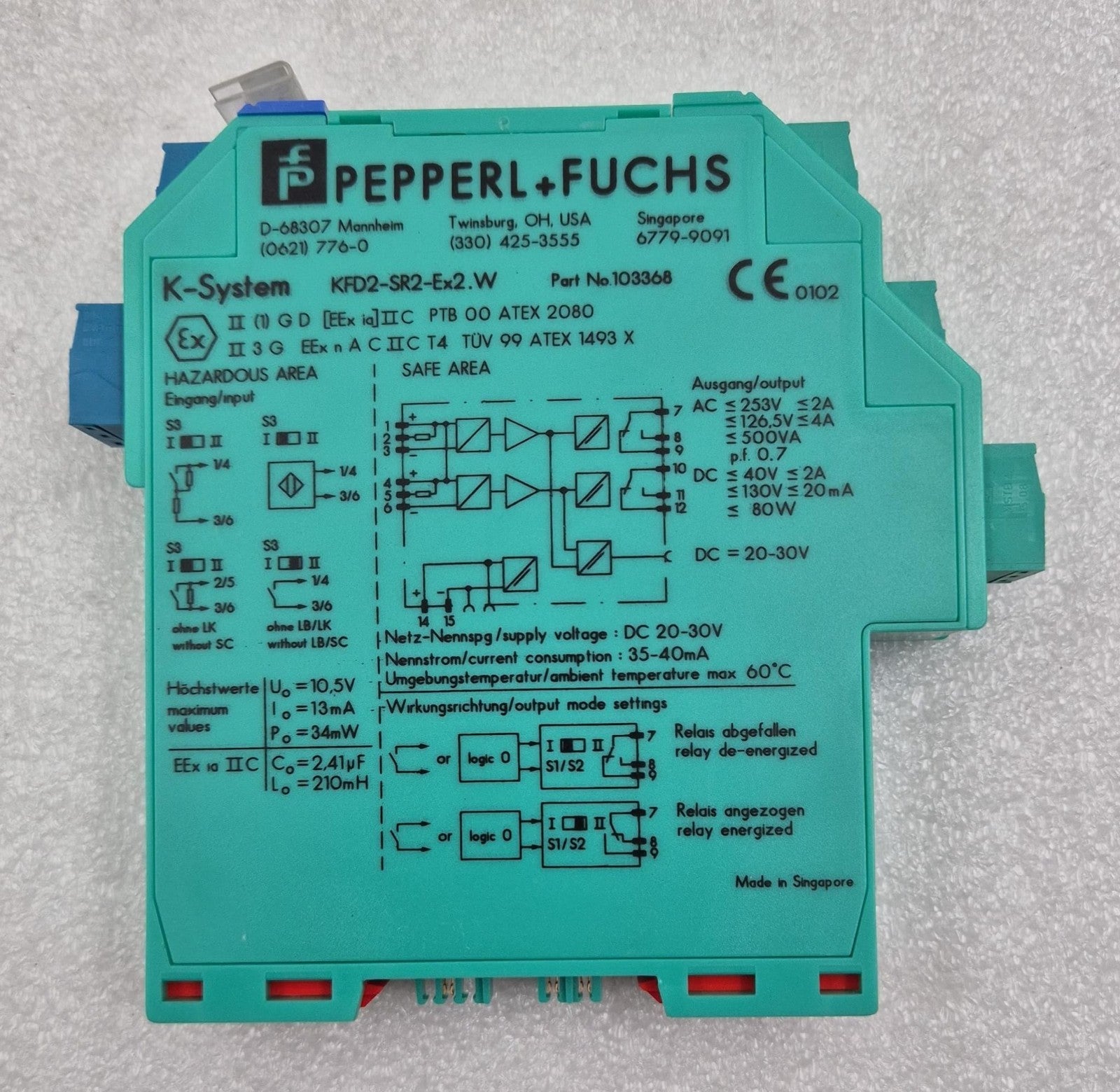 [LOT 4 PCS] PEPPERL+FUCHS K-System KFD2-SR2-Ex2.W 103368 Switch Amplifier