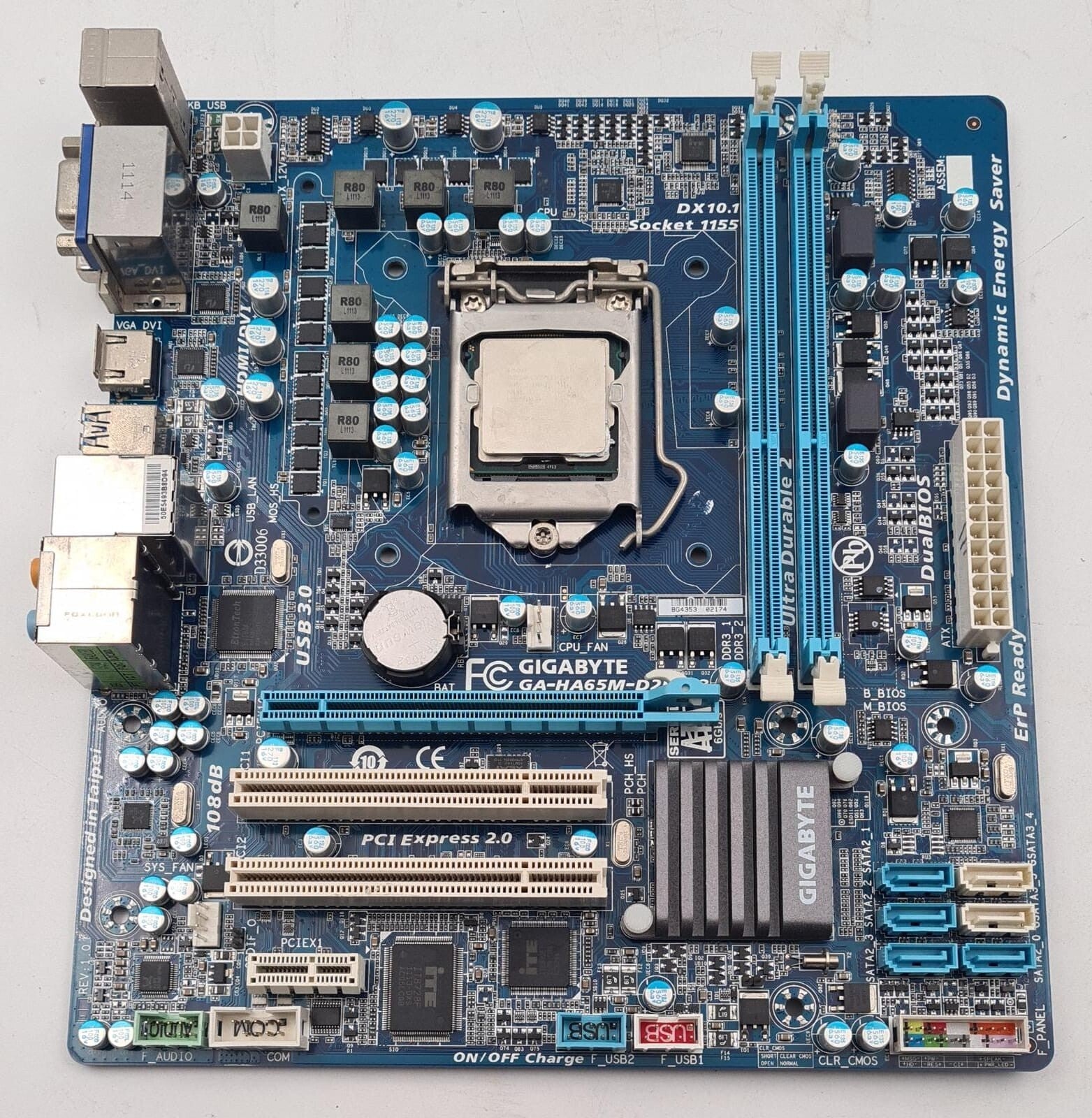 GIGABYTE GA-HA65M-D2H-B3 LGA 1155 DDR3 SATA 3 USB3.0 Motherboard W/ i3-2100