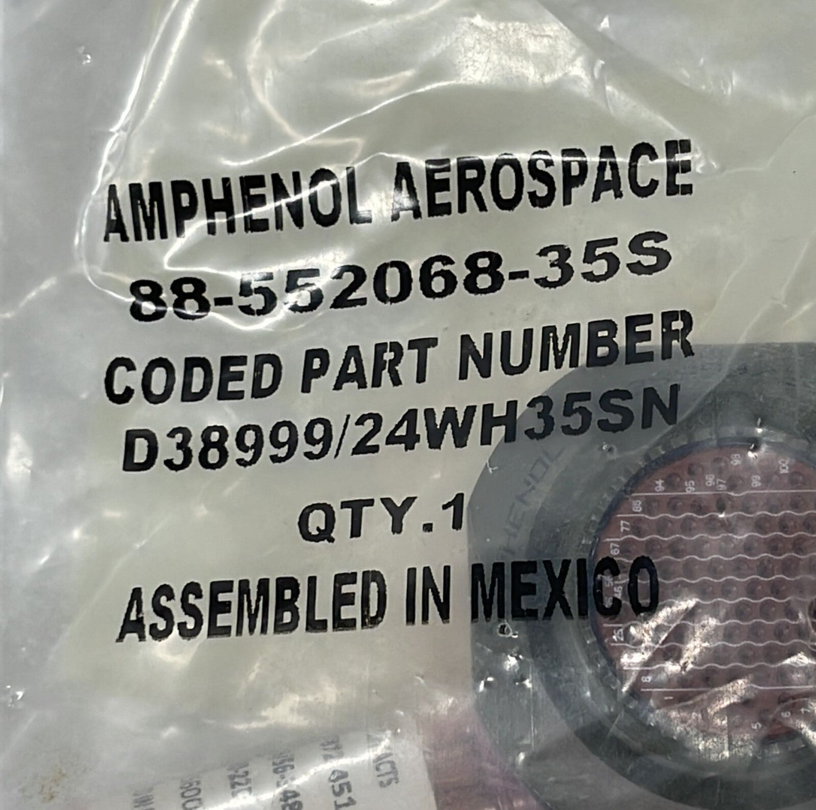 [LOT OF 4] NEW - AMPHENOL D38999/24WH35SN Circular MIL Spec Connector