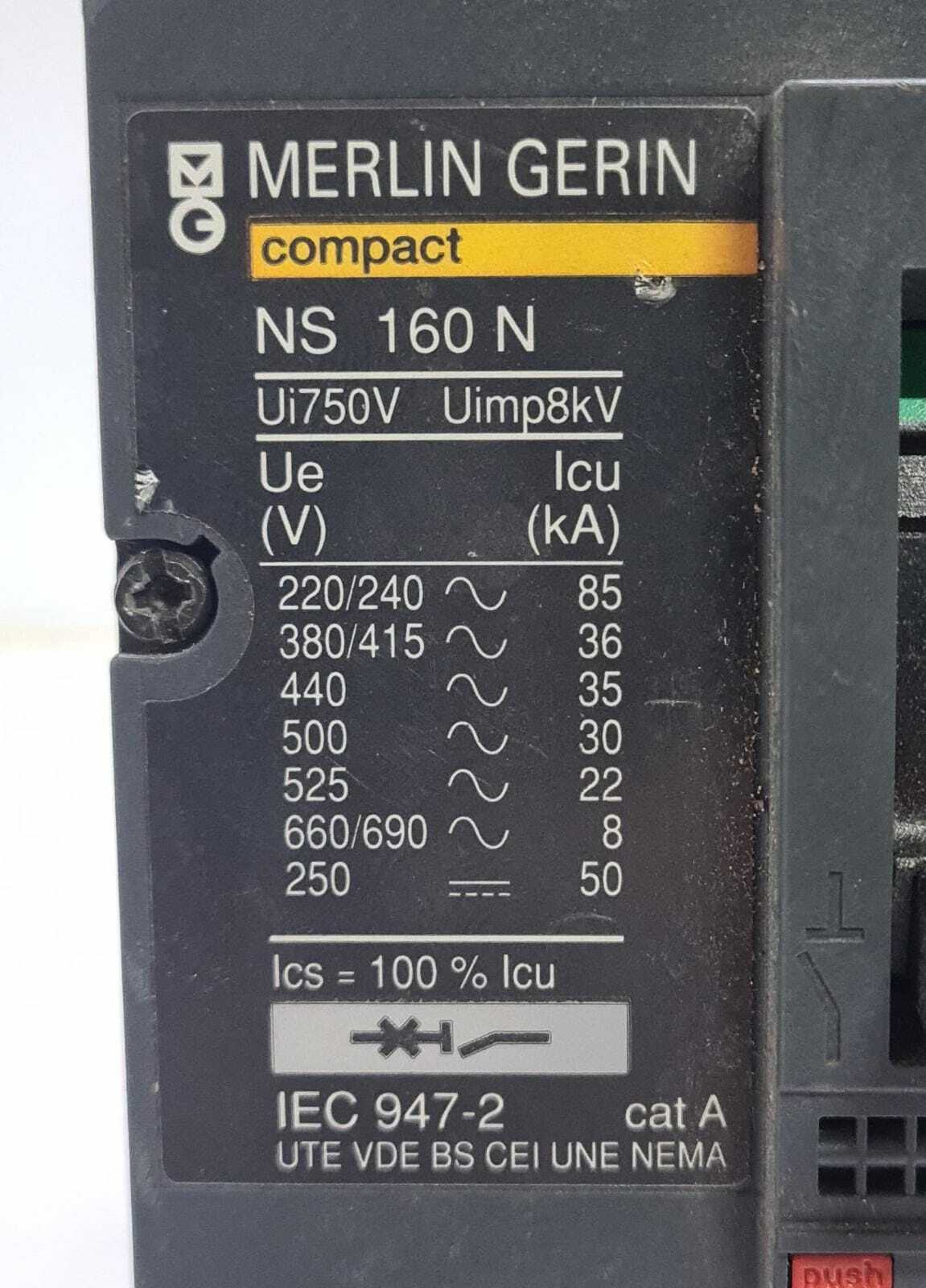 Schneider MERLIN GERIN Compact NS 160 N 160N TM 125 D Circuit breaker 100 / 125A