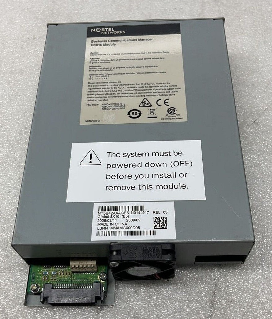NORTEL NETWORKS G8X16 BUSINESS COMMUNICATIONS MANAGER MODULE NT5B42AAAGE5 *AS IS