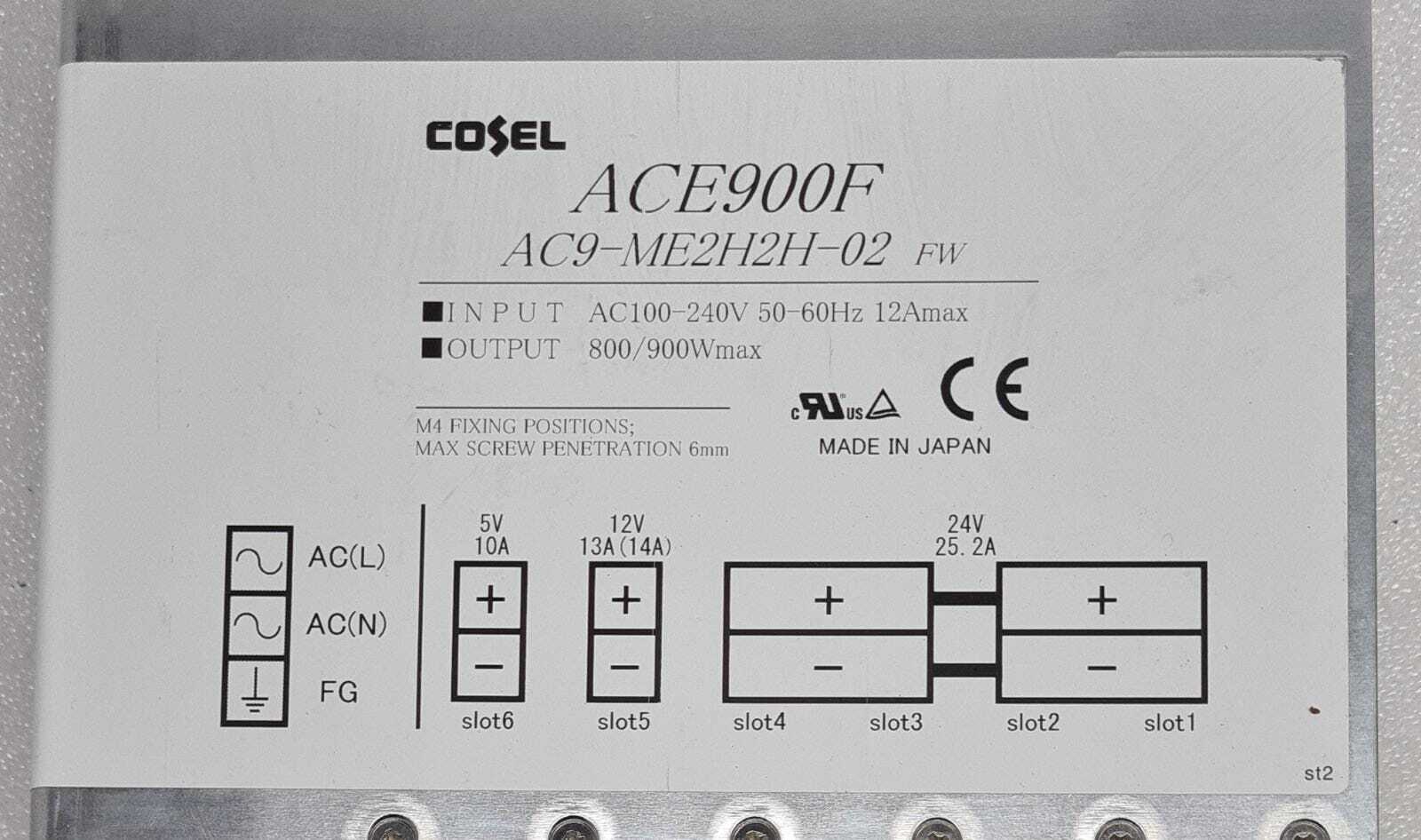 COSEL ACE900F AC9-ME2H2H-02 FW 5270299R 900W Power Supply Ace Series