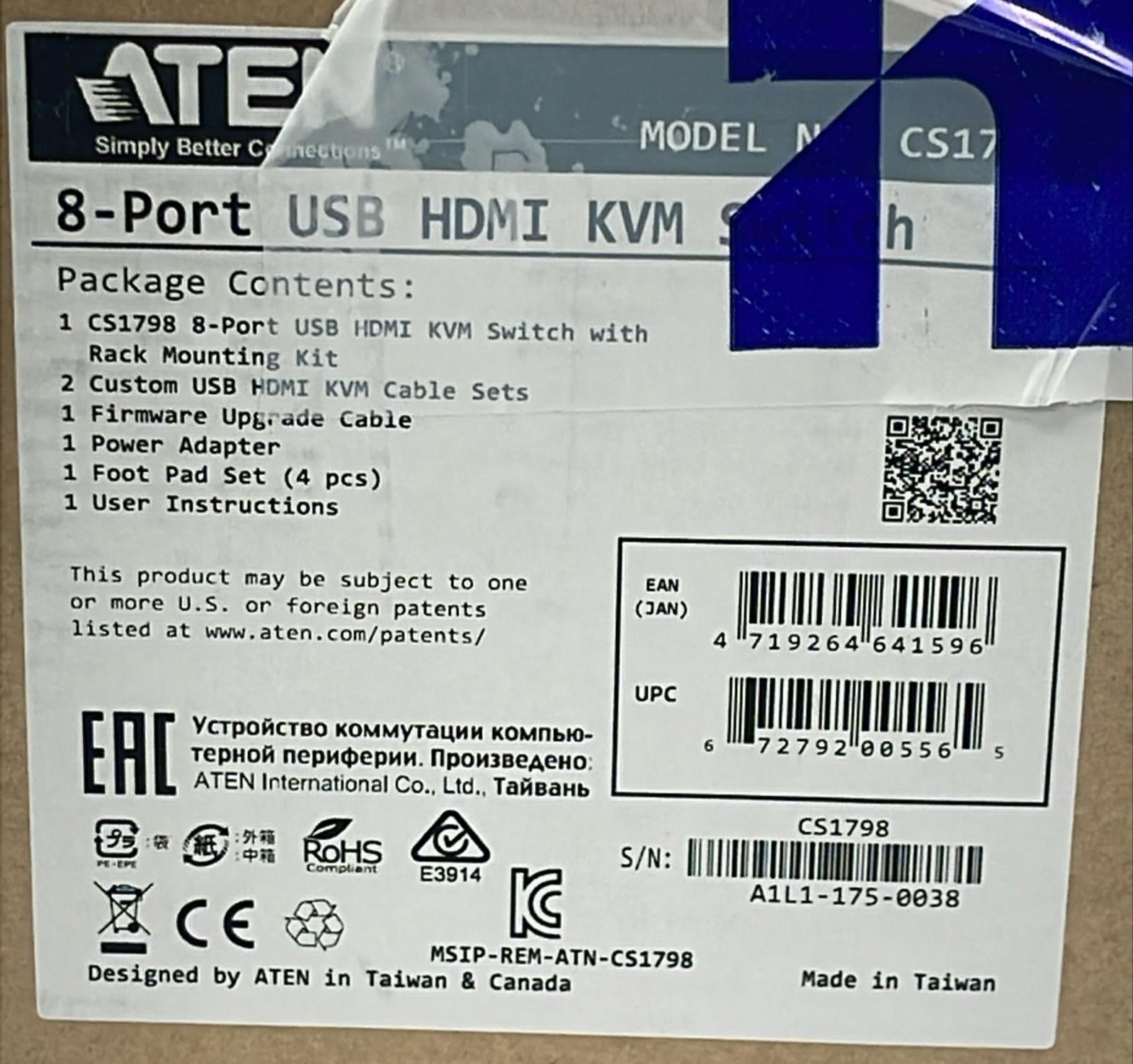 ATEN CS1798 product identification label