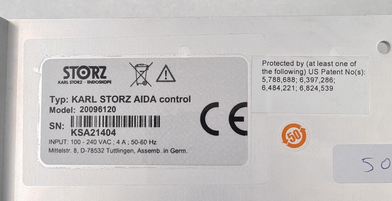 KARL STORZ AIDA Control ENDOSKOPE 200961 20 Video Image Processor 100-240 VAC