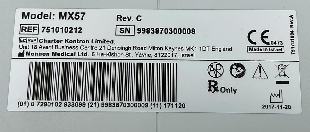 NEW - Mennen Medical Menntor X7 791-OPT-014 W/ MX57 Patient Monitor