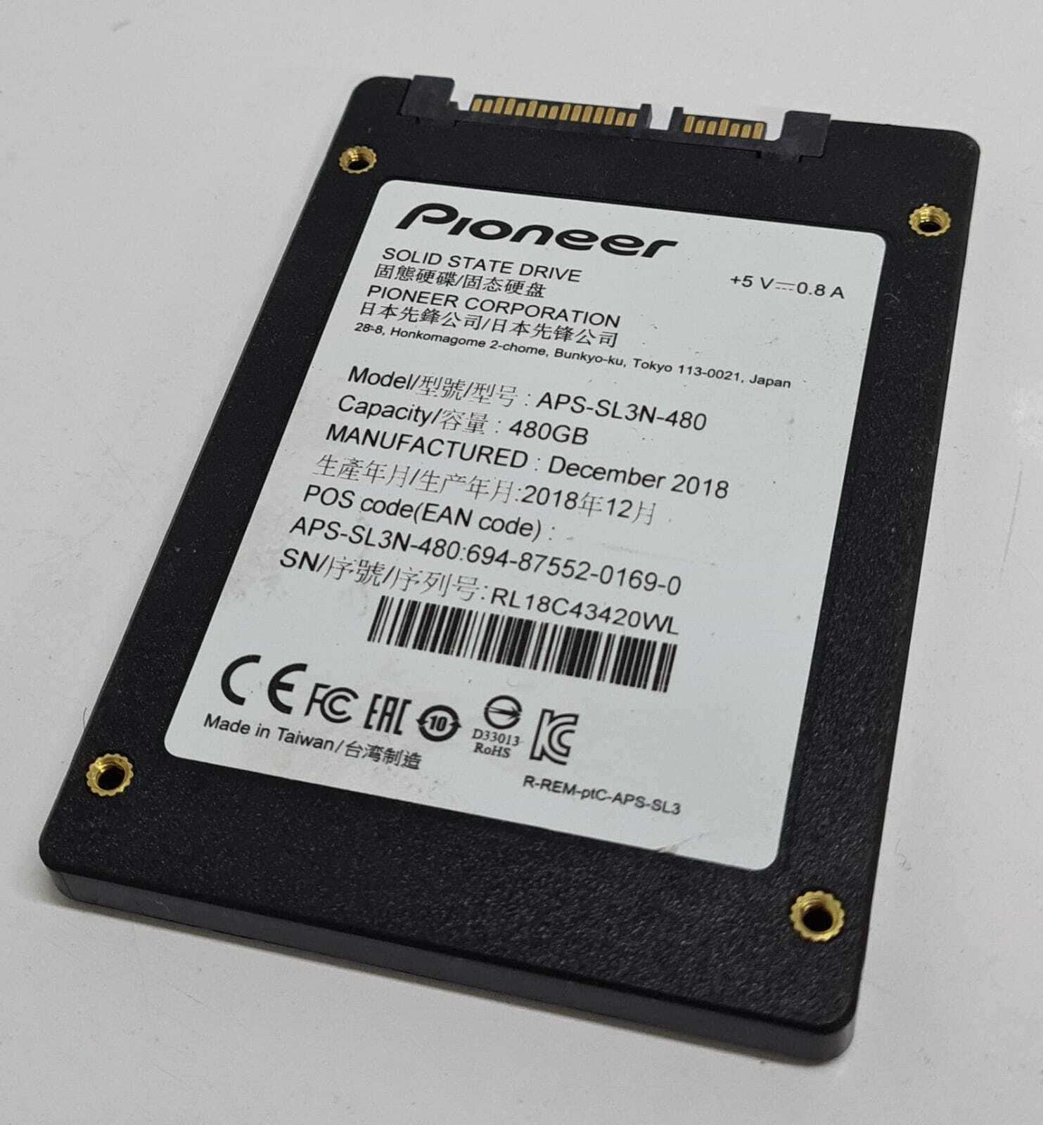 Pioneer Solid State Drive APS-SL3N-480 480GB SSD 2.5" TLC flash Internal