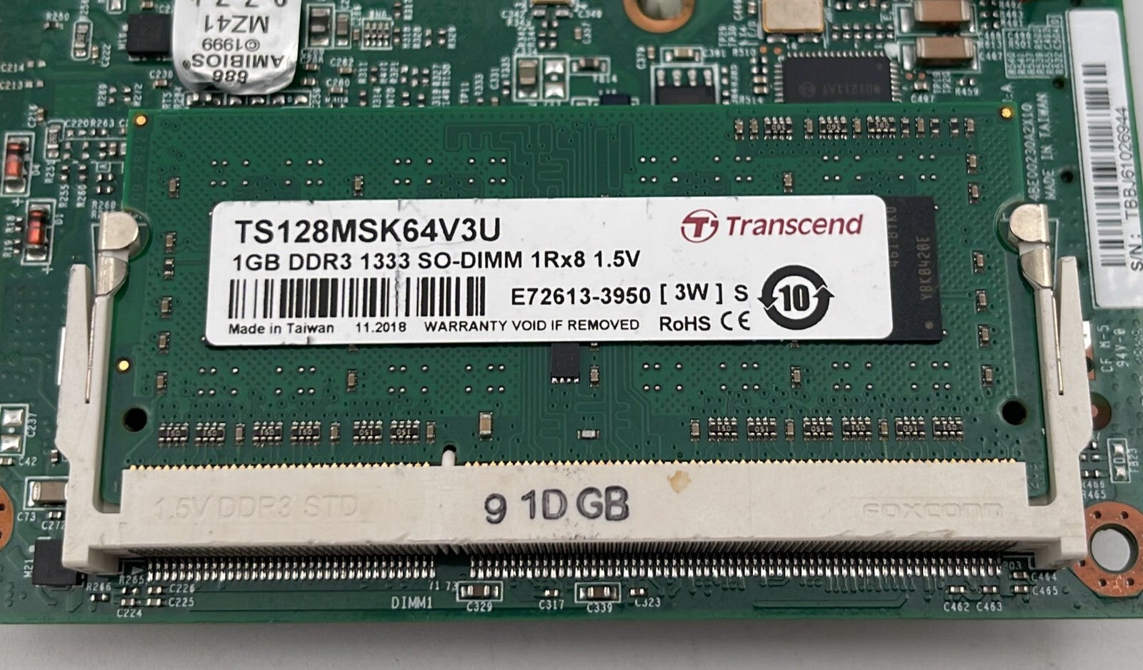 SBS CARD EBC230-EM1 W/ TRANSCEND TS45MD60M2093AN + 1GB DDR3 1333