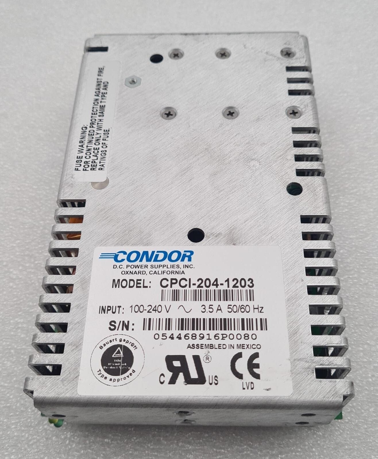 CONDOR CPCI-204-1203 Power Supply 100-240V 3.5A