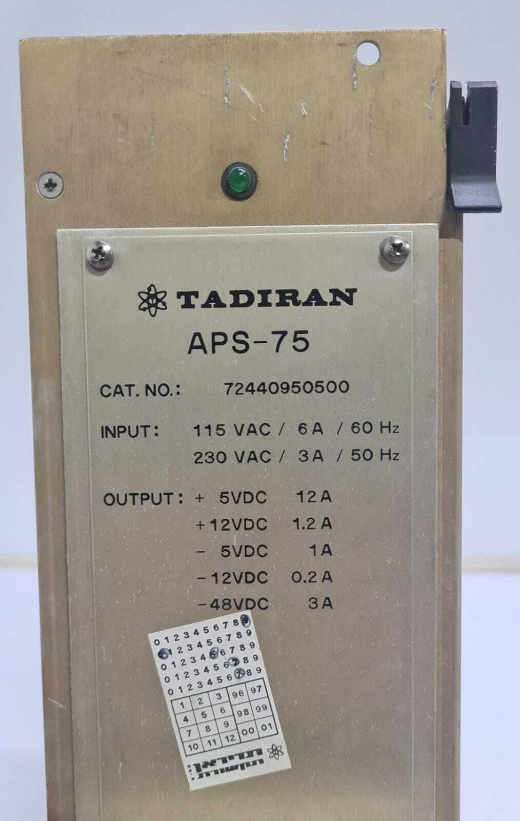 TADIRAN APS-75 Power Supply 72440950500 W/ RNG-1 Ringer Unit 72440951700