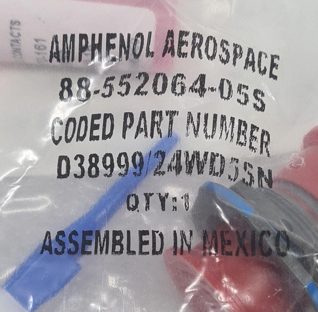 NEW SEALED - Amphenol D38999/24WD5SN Circular MIL Spec Connector 88-552064-05S