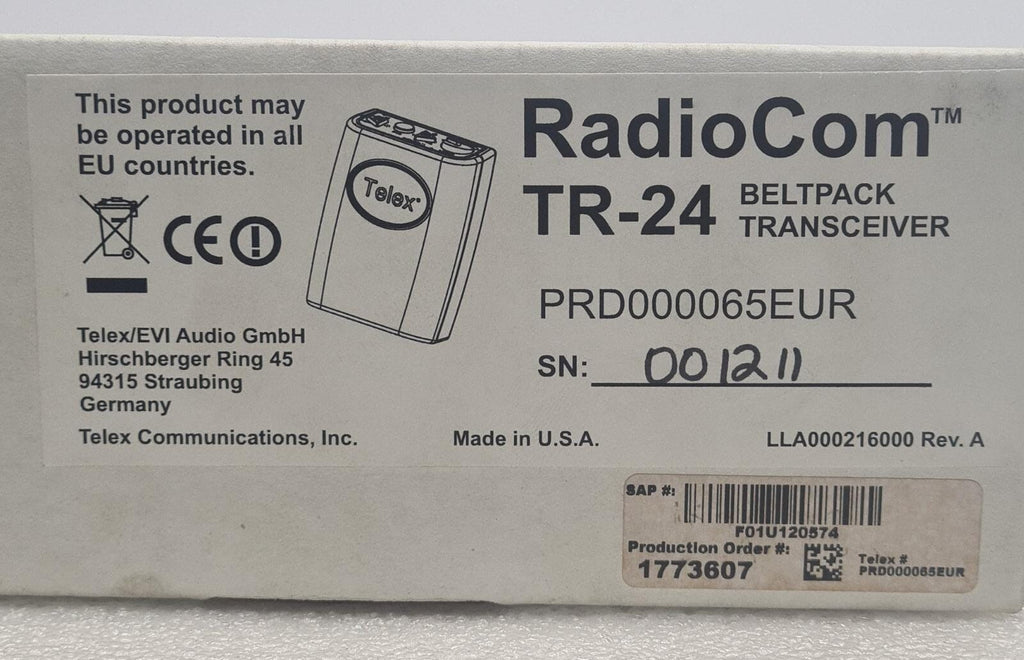 NEW - TELEX Radiocom TR-24 PRD000065EUR BELTPACK TRANSCEIVER WIRELESS INTERCOM