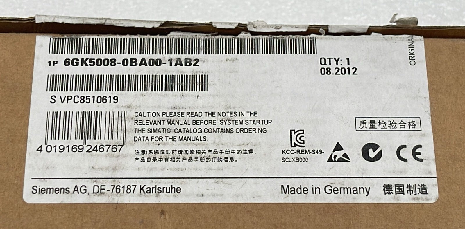 Siemens SIMATIC NET SCALANCE XB008 Enthernet Switch 6GK5 008-0BA00-1AB2 DC-24V