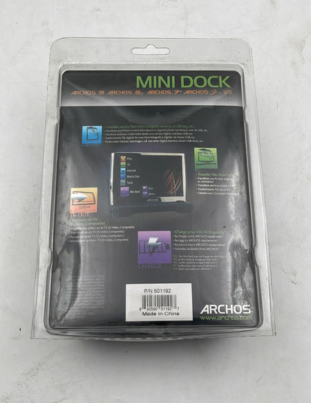 Back view of Archos Mini Dock packaging for media tablets