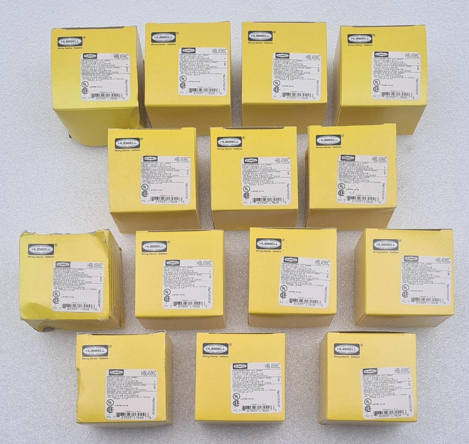 [LOT 14] NEW - HUBBELL HBL4586C 15A 250V 2-Pole 3-Wire Flanged Inlet Twist Lock