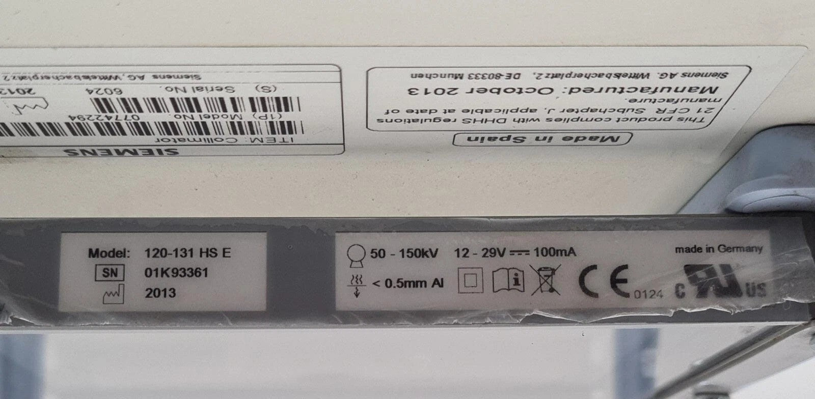 SIEMENS Collimator 07742294 for MOBILETT XP Eco