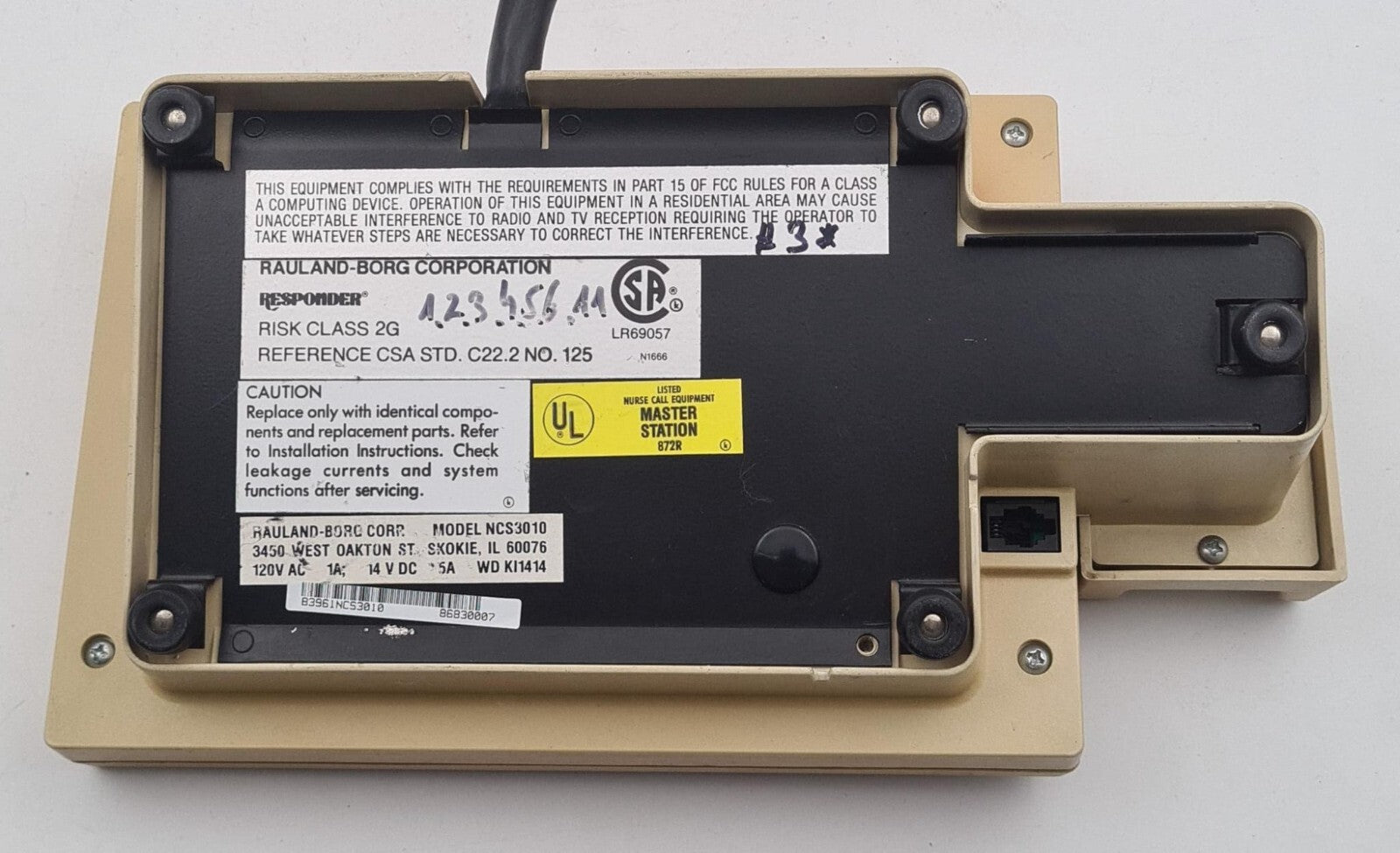 Rauland-Borg RESPONDER System 3000 NCS3010 Nurse Console **AS-IS**