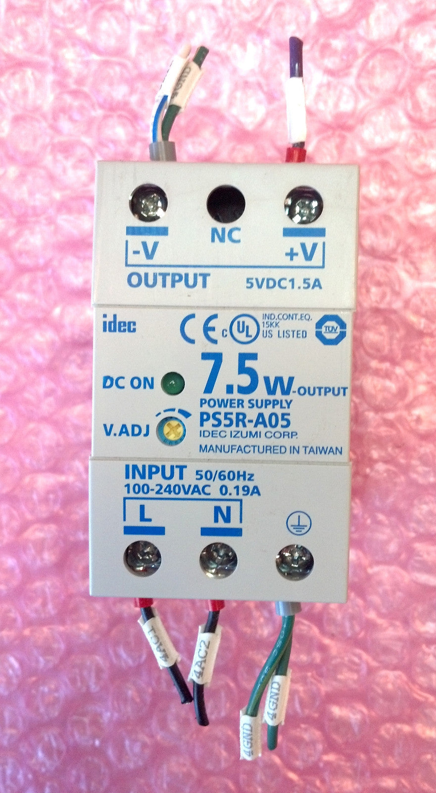 Idec Izumi Output Power Supply Ps5r A 05 7.5 W 100 240vac 0.19 A 50 60 Hz